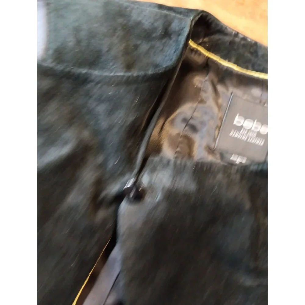Vtg Y2K Bebe Leather and Suede Crop Moto Jacket Womens XS Black Goth Lined - Picture 3 of 9
